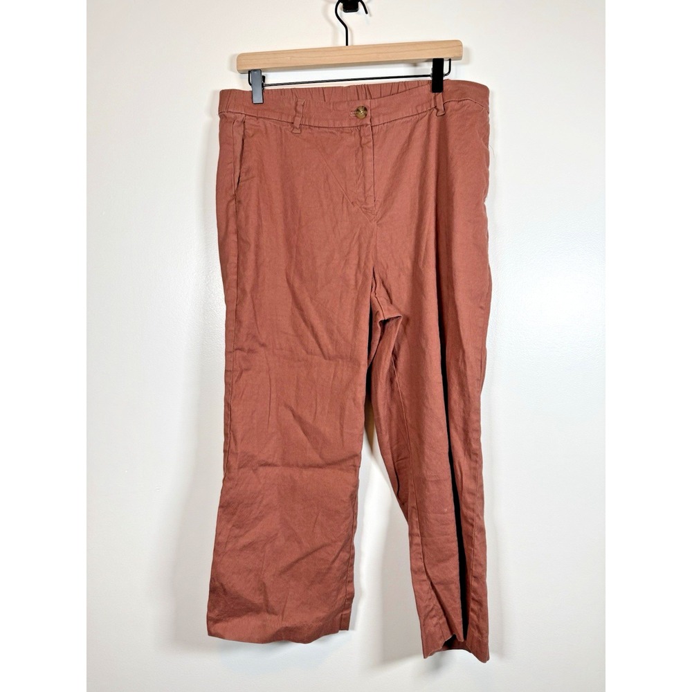 J. JILL Linen Stretch Women 16 Pants High Rise Crop Linen Blend Straight Pockets